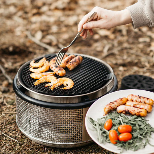 Frying on a grill